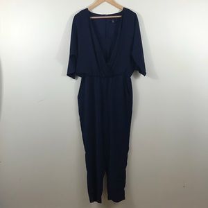Whbm Womens jumpsuit 12 navy blue pockets